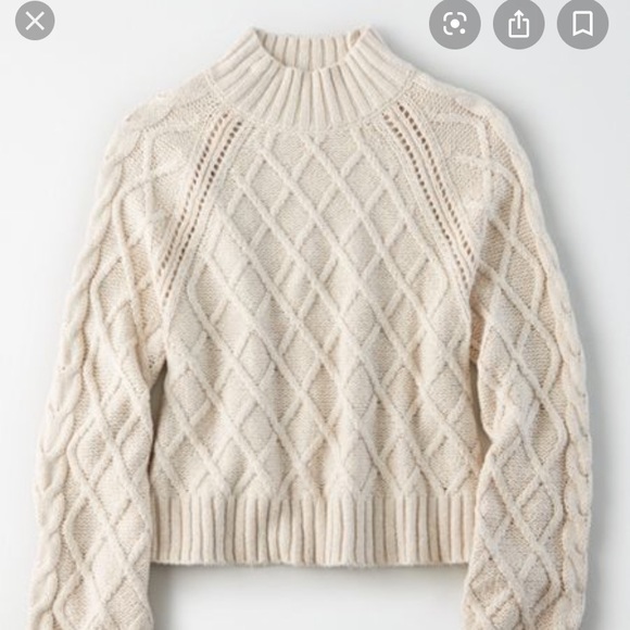 mock neck cable knit sweater
